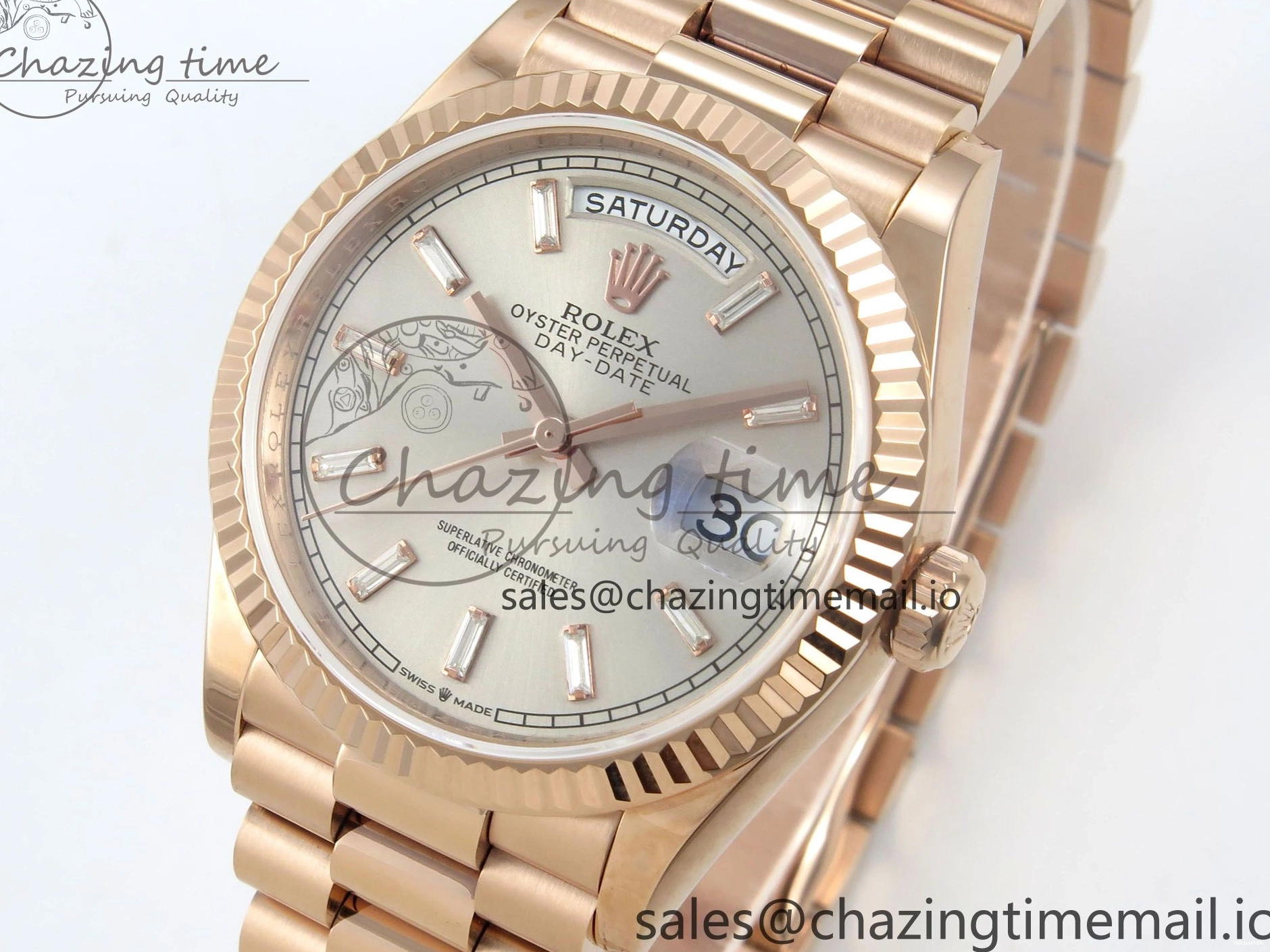 KF President 36 Weight) Day A2836 1:1 Edition Bracelet Date RG Best Crystal (Gain 128235 Dial on Silver 0125